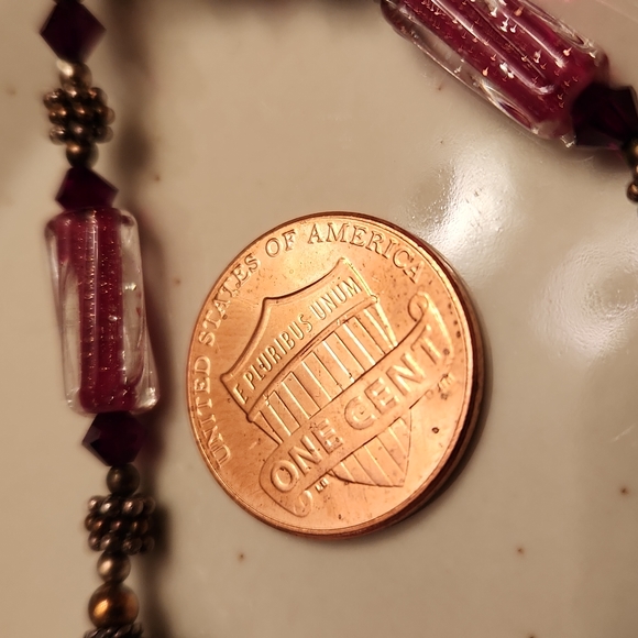 Bracelet made with Czech fire-polished garnet red beads - Picture 2 of 6